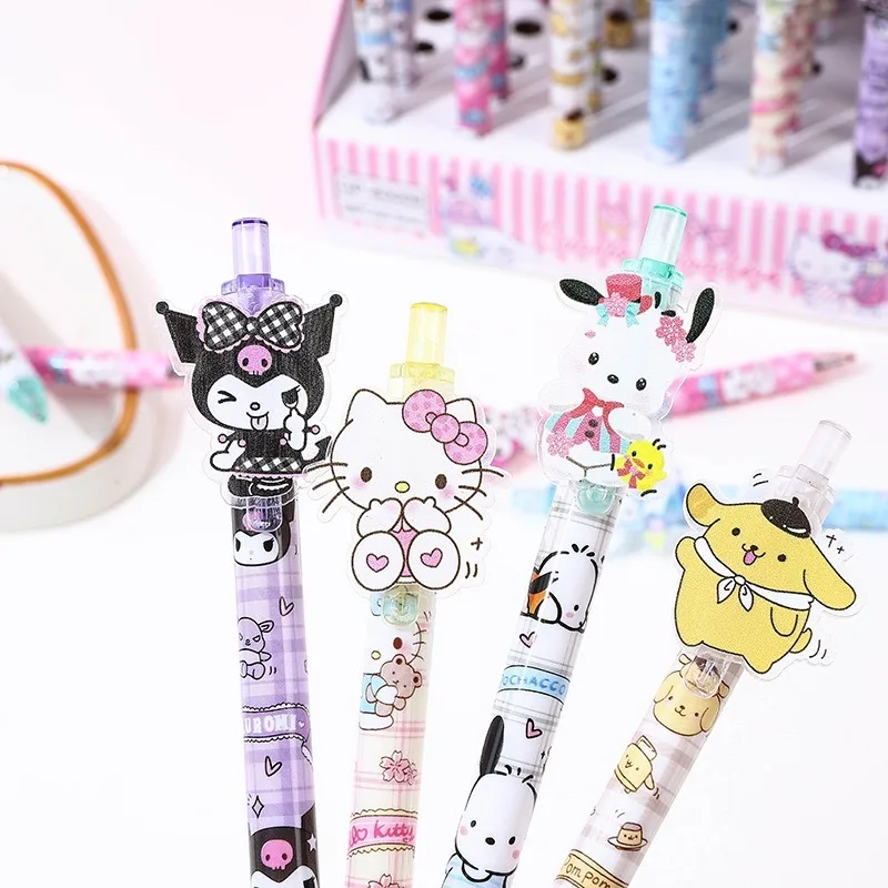 Wholesale New Sanrio Hello Kitty Cinnamoroll Pompom Purin Kuromi My melody Pochacco Acrylic Patch Press Gel Pen Signature Pen