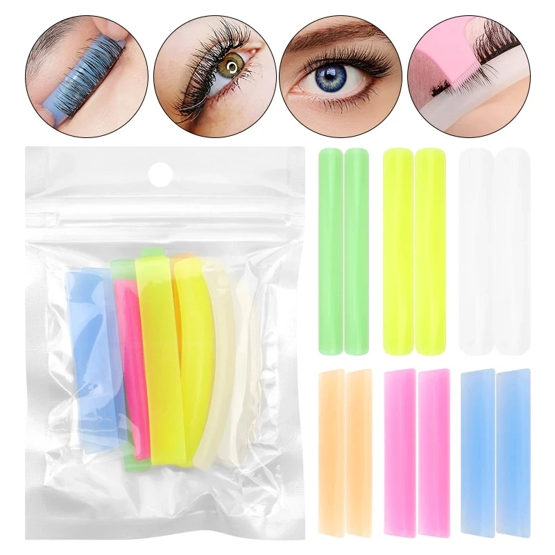 6 pares de silicone colorido almofadas para olho lash perming curler hastes cílios perm remendos elevador lash extensão ferramentas