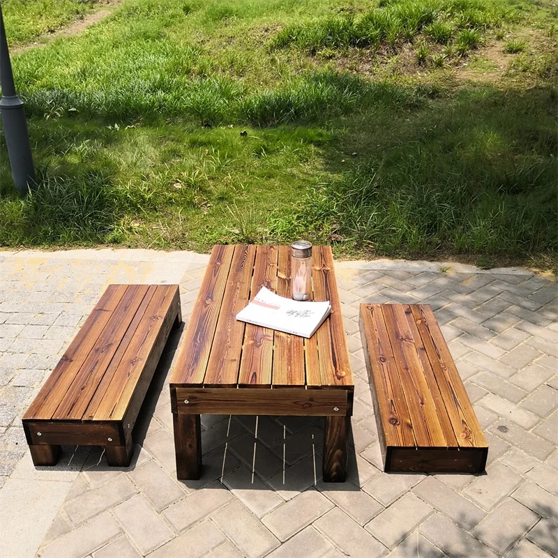 Customized low table, rectangular outdoor courtyard, anti-corrosion wood table, garden, simple Zen tea table, several balconies,