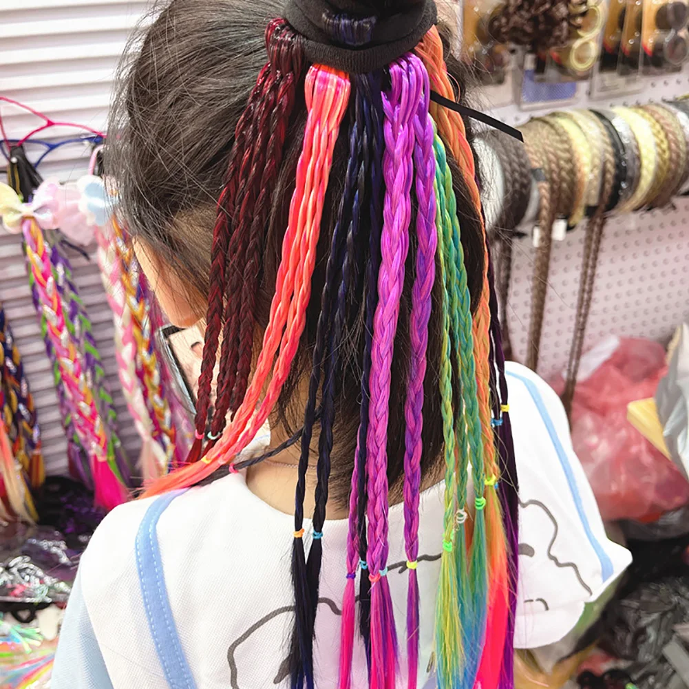 Parrucche colorate per ragazze Fasce per coda di cavallo Elastici Fasce per capelli di bellezza Copricapo Fascia per capelli Accessori per capelli per bambini Ornamento per capelli