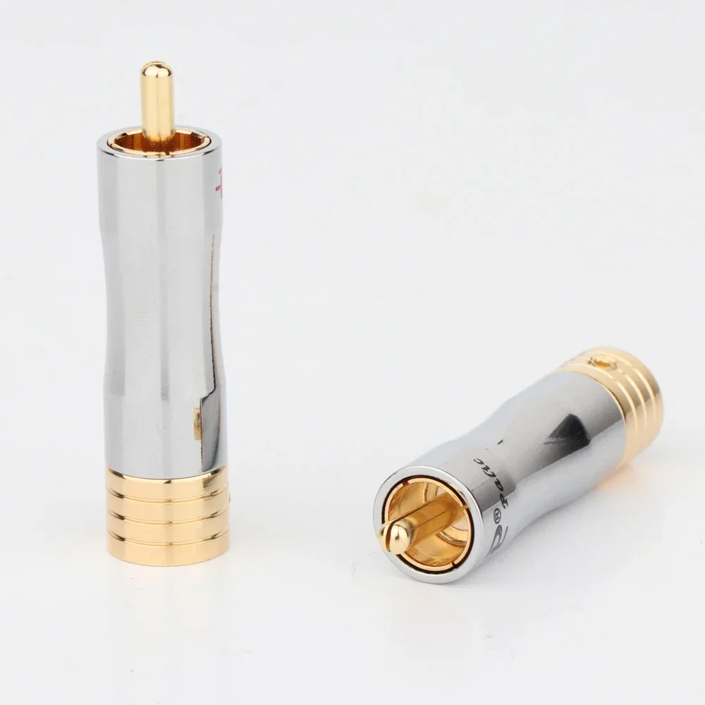 4 قطعة مطلية بالذهب الصوت HiFi RCA موصلات التوصيل RCA محطة جاك ذكر التوصيل الصوت والفيديو في خط مهايئ الرافعة