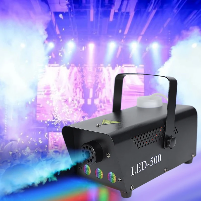 Mini Máquina de Nevoeiro Sem Fio com Controle Remoto, LED 500W, RGB, DJ Disco, Fogger, Festa, Casamento, Natal, Palco