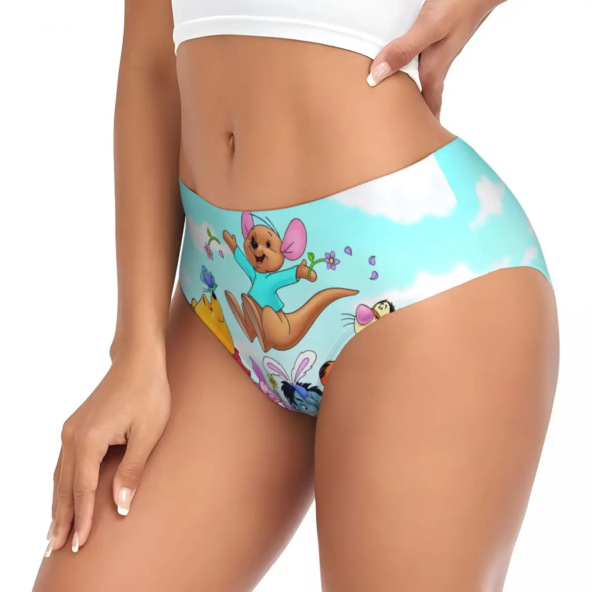Bragas breves calientes de Anime lindo de Winnie The Pooh personalizadas ropa interior clásica elástica cómoda para mujer
