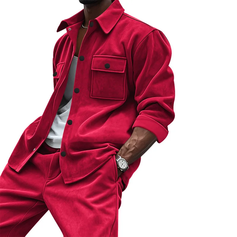 Men's Two-piece Suits Autumn Windproof Jackets Casual Work Pants American Style Fashion Outdoors Working Traveling Sets Male
