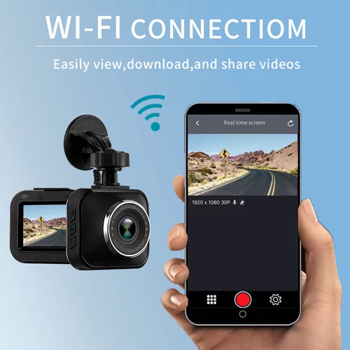 Imagen 2 del producto Cámara de salpicadero DVR para coche, grabadora de vídeo FHD1080P con WiFi, Monitor de aparcamiento, grabación en bucle, visión nocturna, caja negra