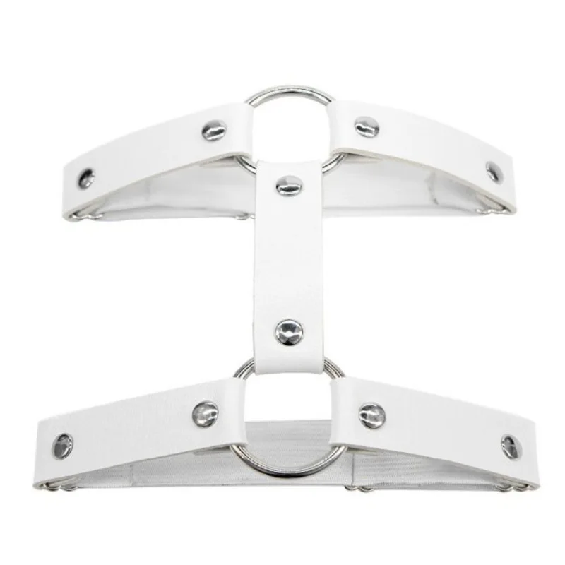 Anel de couro punk rígido para meninas, anel de perna, cinta dupla sexy, anel de coxa, cinto de liga