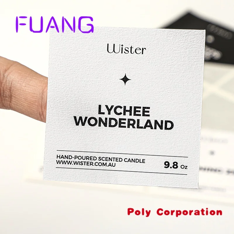 Alta Qualidade Impressão Personalizada Matte White Textured Paper Candle Sticker Grosso Textured Sticker Labels