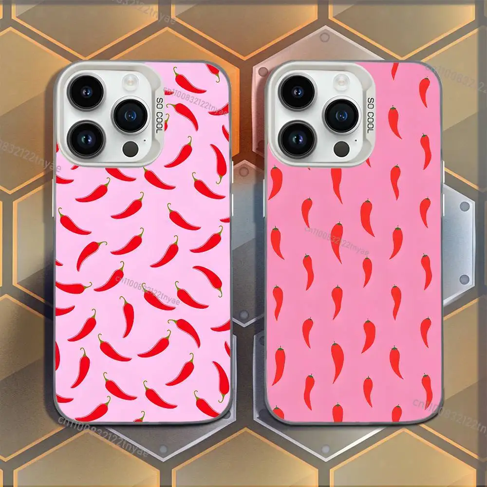 

Spicy Red Chili Peppers Phone Case For iPhone 17,16,15,14,13,12,11,Mini,Pro,E,MAX White Candy Matte Shockproof Cover