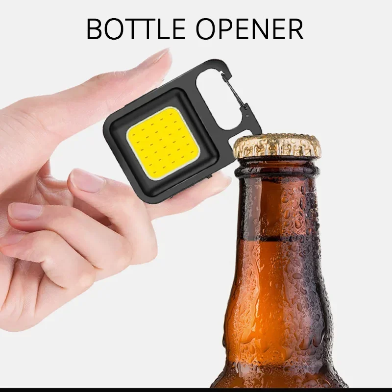 Ultra Bright COB Keychain Flashlight USB Rechargeable Mini Portable Pocket LED Lamp Outdoor Camping Car Emergency Repair Tool