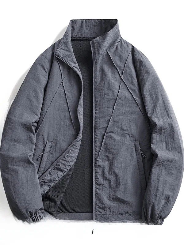 

Men's Casual Thin Jaet Outerwear Breathable Outdoor Spring Autumn Wear Stand Fit Nylon Fiber Commute Sle JXAETE