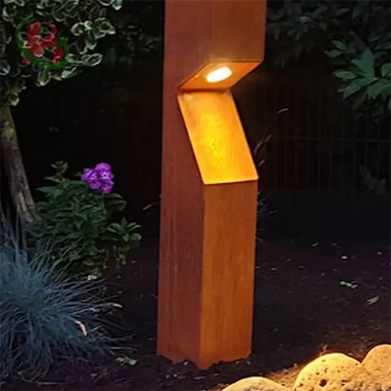 

Corten Steel Bollard Light Outdoor Frame Bollard Light in Garden Waterproof