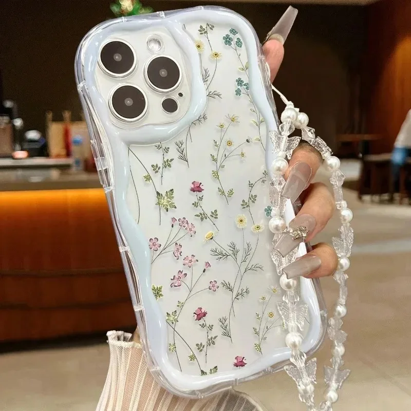 Einfache Blumen-Handyhülle für Samsung Galaxy A16 A17 A15 4G A07 S25 S26 Ultra S24 S23 Plus A06 A55 5G mit Lanyard-Hülle – Detail 5