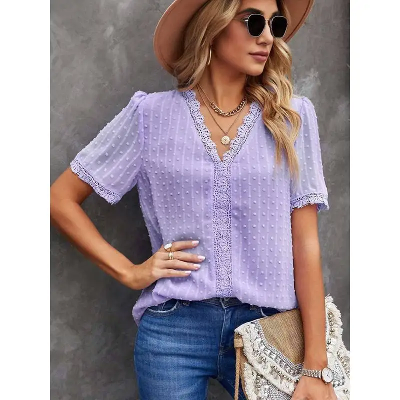 Letnia Nowość Głęboki Dekolt V Szyfonowa Sukienka Damska Haftowana Cleanfit Skóra PU Regularny Krój Poliester Średniej Długości