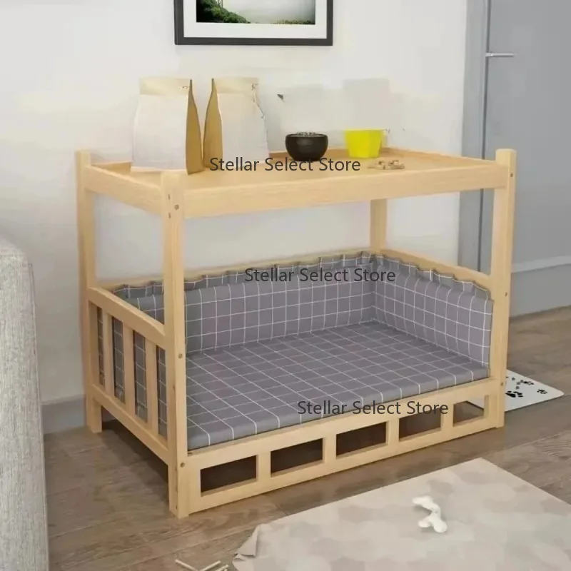 Customizable Solid Wood Dog Kennel Smooth Polished Teddy Nest Detachable Bed for Golden Retriever