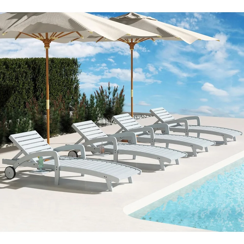 

Beach Chairs, Sun Tanning Chairs with Wheels for Beach Deck Lwan, Adjustable Outdoor Patio Lounge Chair Lounge Chairs Set