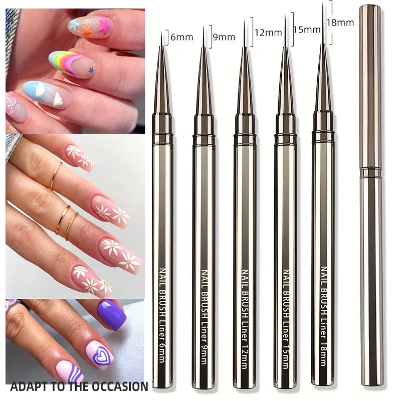 3 Stuks/5 Stuks Franse Streep Nail Art Liner Borstel Set Nail Art Borstelgel Nagellak 3d Tips Uv Gel Schilderij Borstel Manicure Tools