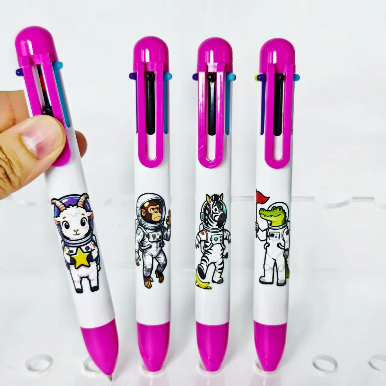 

6PCS/12PCS Astronaut Animal Multi Color Ballpoint Pen Daily Office Student Learning Stationery Gift Pen