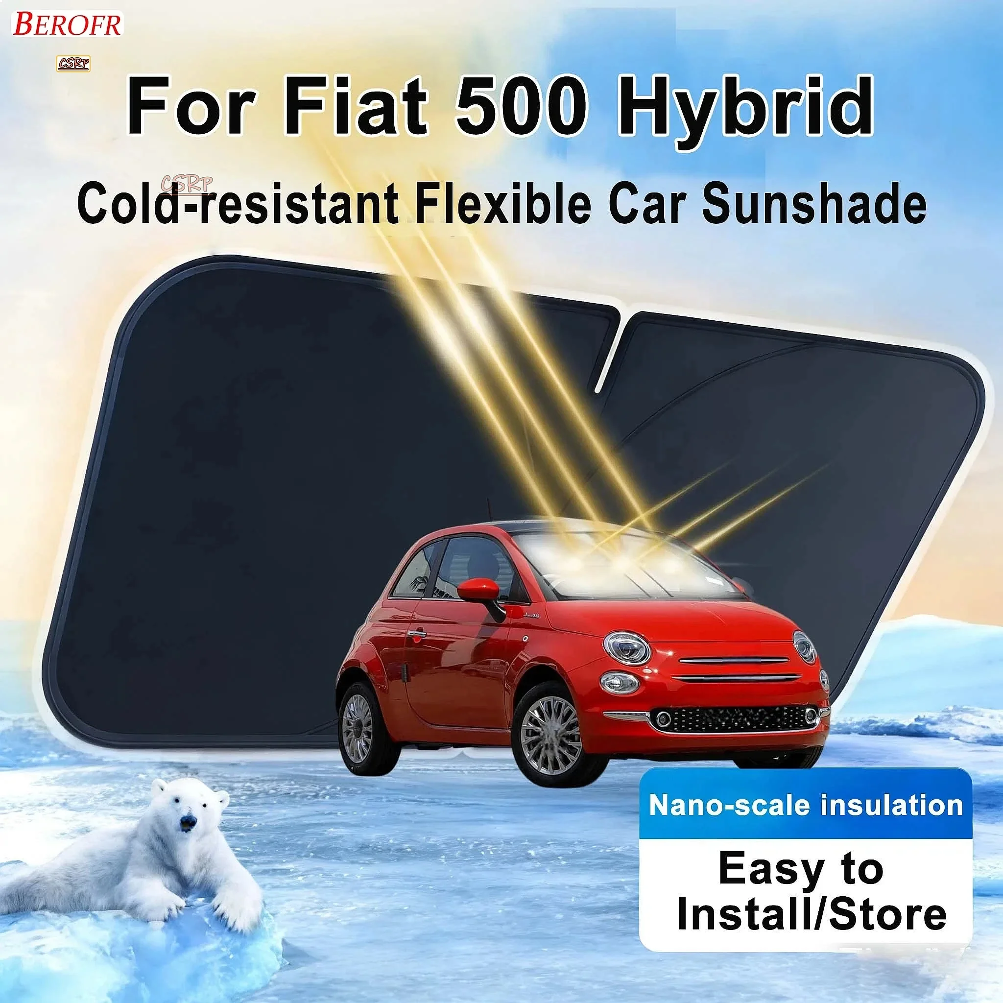 For Fiat 500 Hybrid 2020-2026 Car Windshield Sunshade Cover Front Window Sun Shade Heat Insulation Summer Auto Accessories