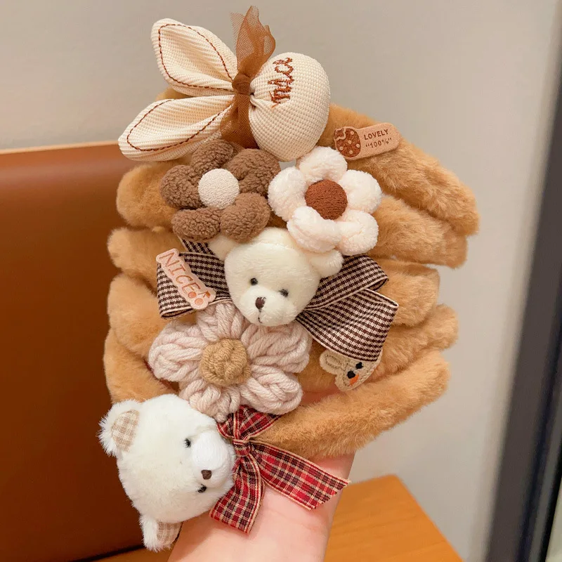 Korean version of milk coffee colored flower headband for children hairband  baby hairclip headwear girl hair accessories