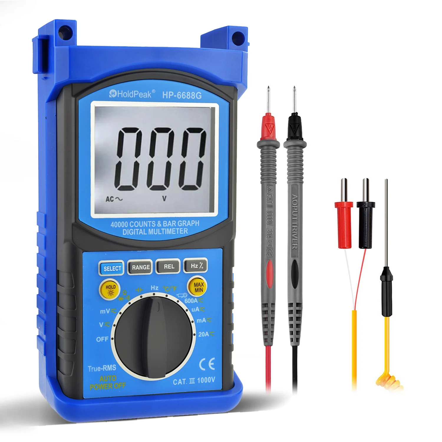 

Digital Multimeter 40000 Counts Auto Range with Bar Graph AC/DC Voltage Current Resistance Capacitance Temp Frequency Test