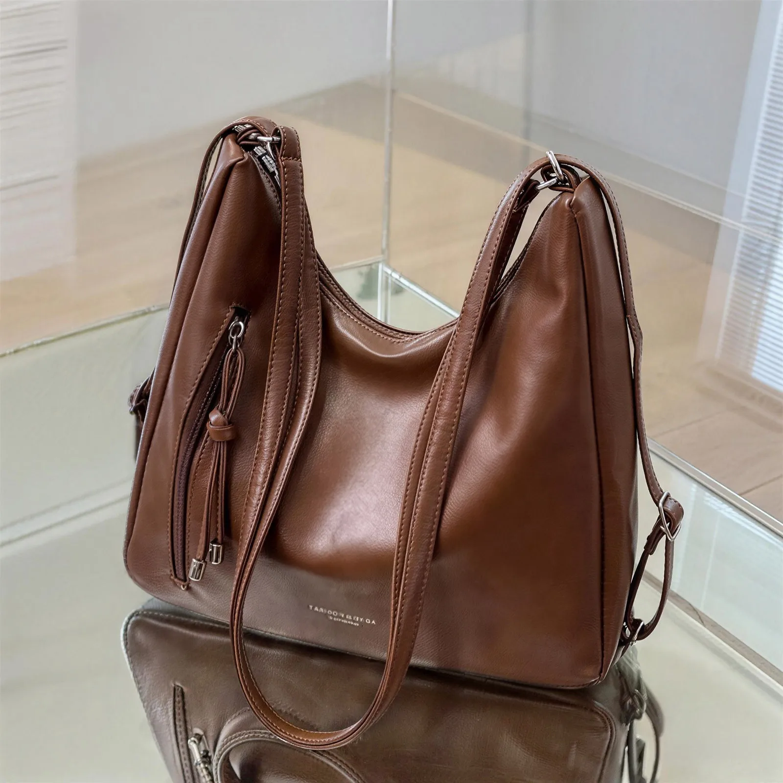 Tragetasche mit großer Kapazität für Damen – neuer koreanischer Stil, Vintage-Stil, lässige Umhängetasche, minimalistischer Mode-Rucksack – Detail 7