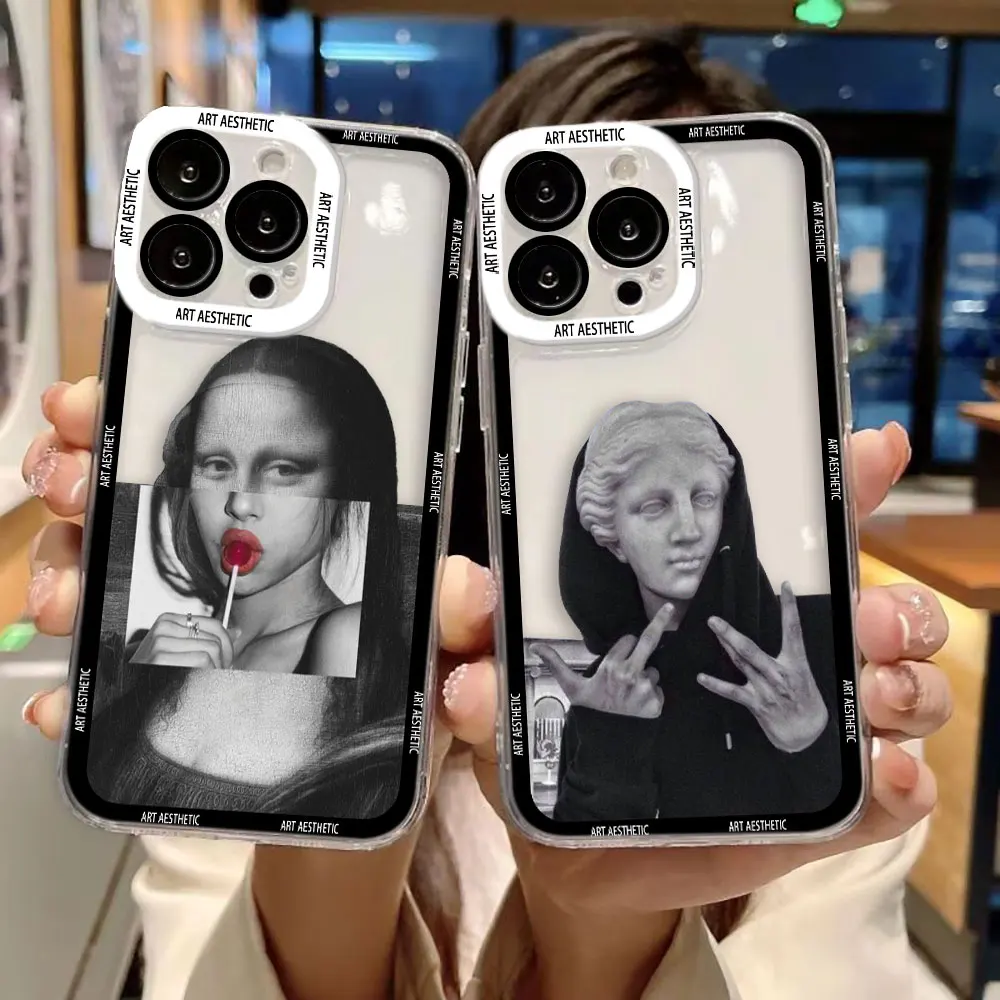 

Great Art David Mona Lisa Aesthetic Custom Photo Clear Phone Case For Samsung S25 S24 S23 S22 S21 S20 FE S10 S30 M54 M23 Case