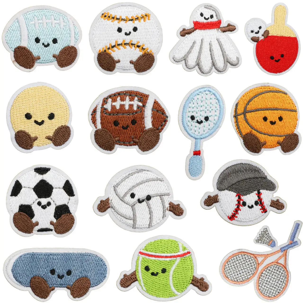 Jeu de balle de dessin animé, Appliques en tissu brodé, volley-ball, Badminton, Ping-pong, motifs personnalisés, Skateboard, petit Patch à repasser