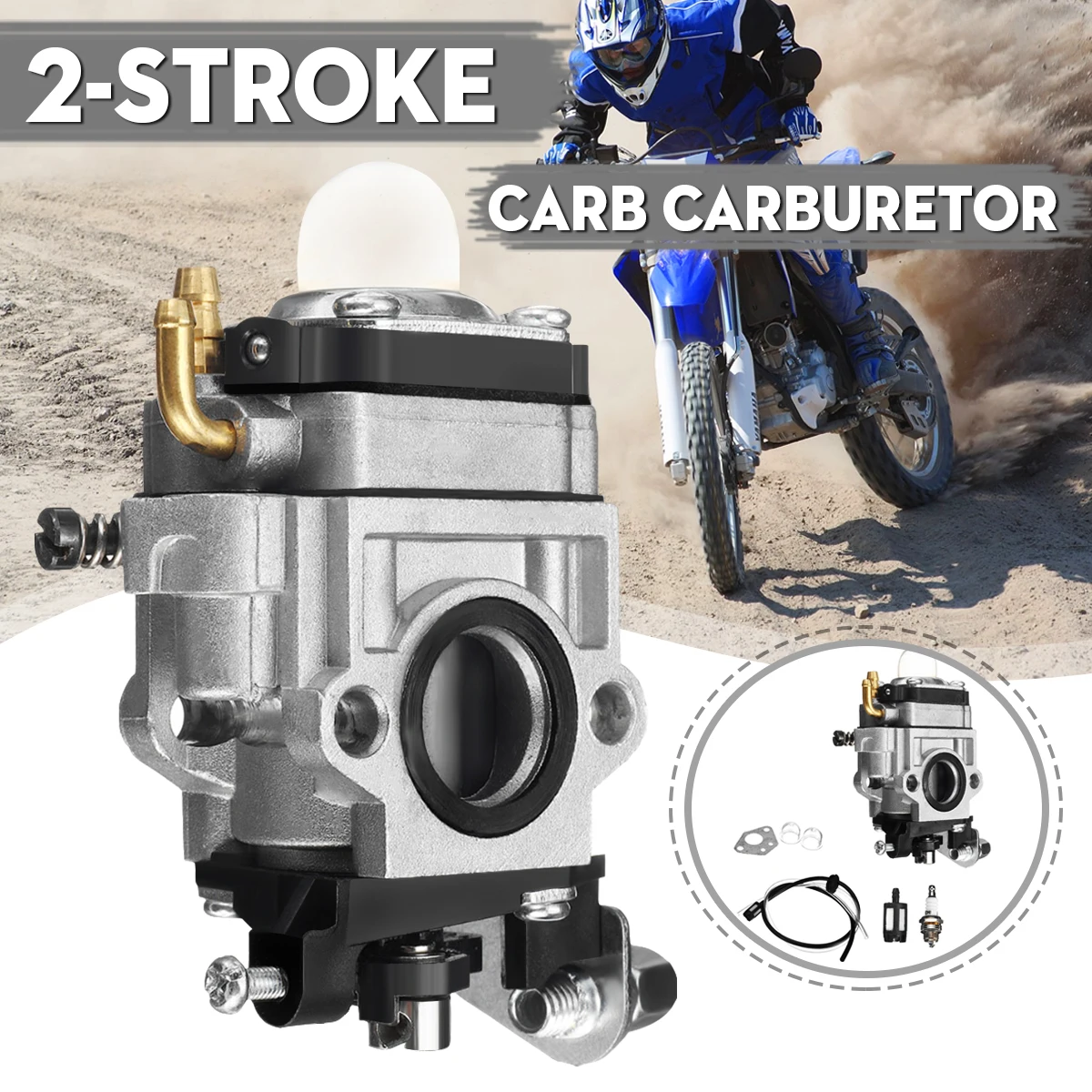 15mm Carburetor Kit Scooter Brushcutter Carb Carburetor Gasoline Grass Trimmer Accessories For 47cc 49CC 50CC 52cc 2-Stroke