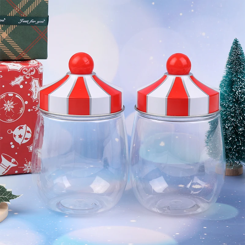 Christmas Transparent Storage Jar Gift Jar W/Lid For Storing Nuts Candy Biscuit Gifts Packing Case New Year Xmas Decoration