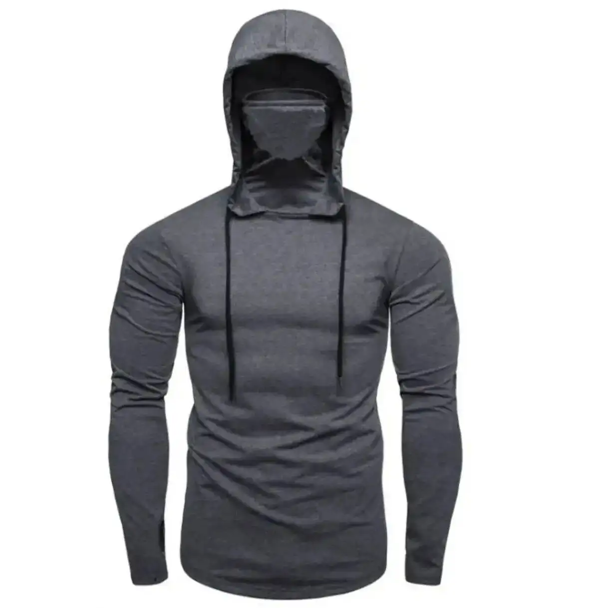 

New Men Solid Black Gray Hoodie Long Sleeve Thin Hooded Sweatshirt For Man Sports Fiess Gym Running Casual Pullover Tops