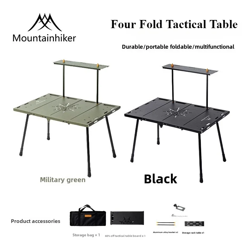 Mountainhiker Mesa Plegable Mejorada, Mesa Táctica de Camping, Portátil, Plegable, Multifuncional, Mesa de Camping con Altura Ajustable, Mini Mesa