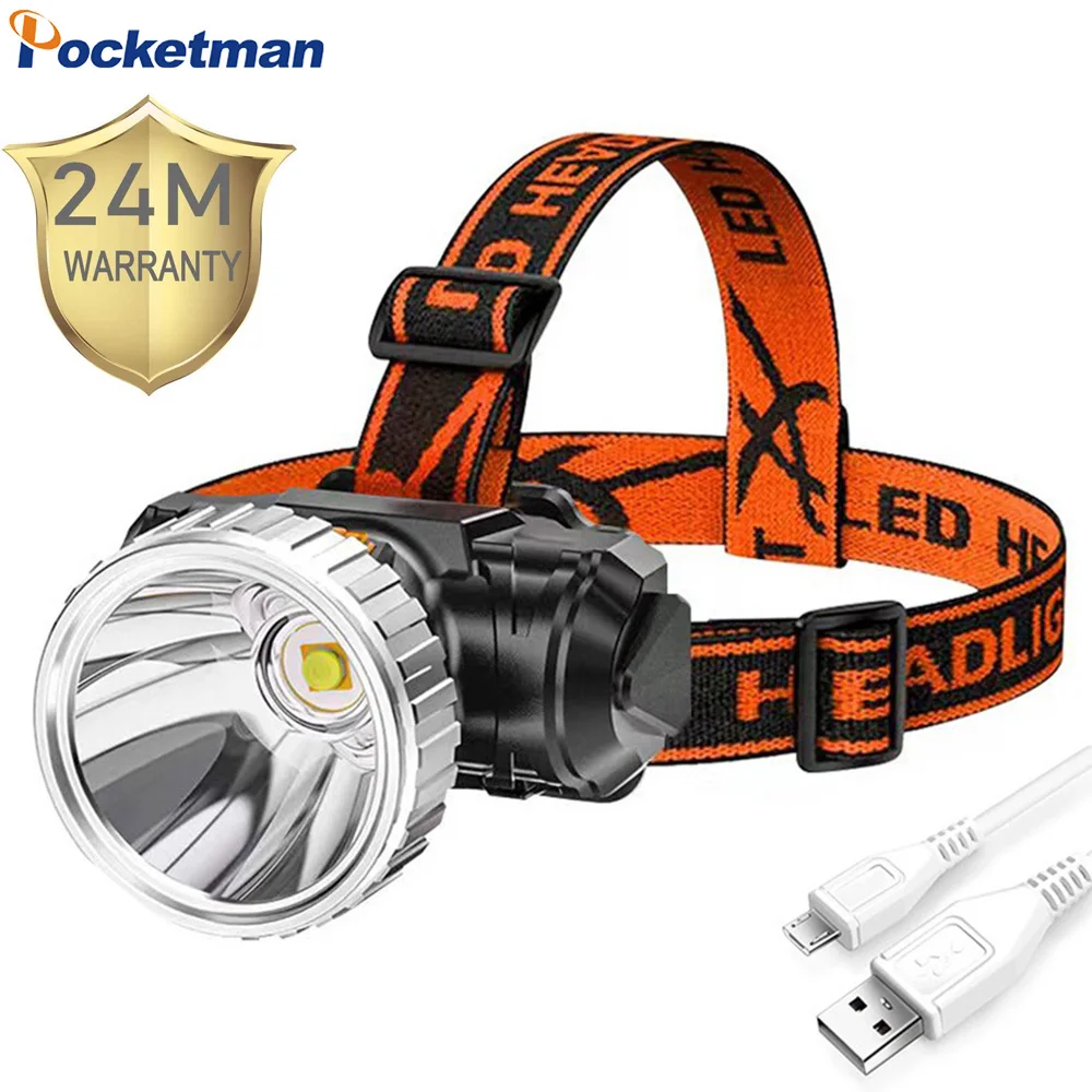 

High Lumen LED Headlamp USB Rechargeable Headlight Waterproof Head Lamp Suprt Bright Head Flashlight with Built-in Battery