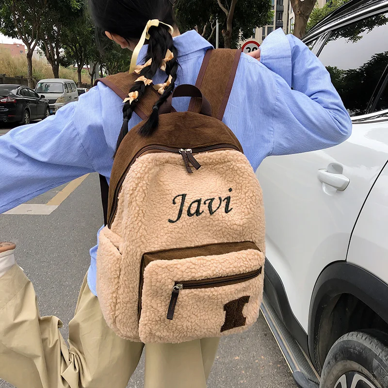 Sac à dos en laine pour lycéennes, sac à dos de grande capacité, sac à dos personnalisé et minimaliste, sac d'ordinateur