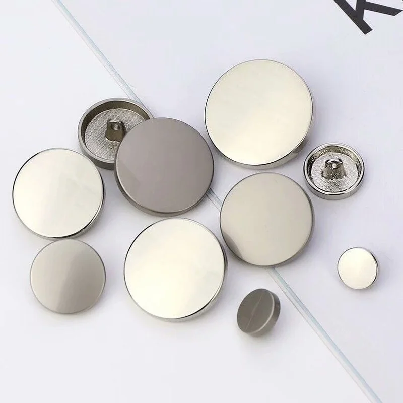 High Quality 10pcs/pack New Metal Flat Mirror Button Suit Shirt Jacket Jacket Denim Skirt Alloy Hand Stitched Round Buttons