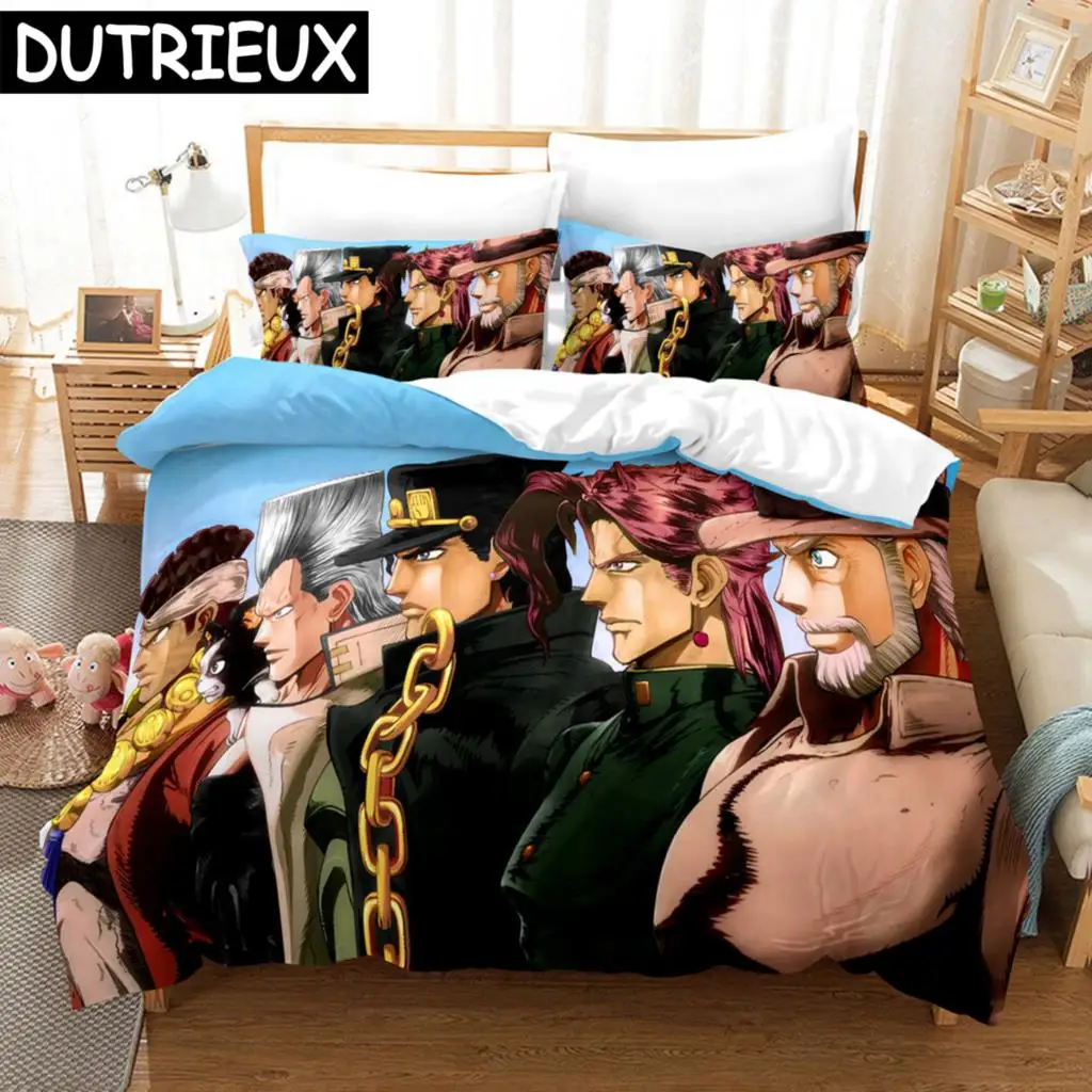 

Anime JoJo's Bizarre Adventure 3D Bedding Set Boys Character Printed Duvet Cover Set Duvet Covers Twin Full Queen King 02