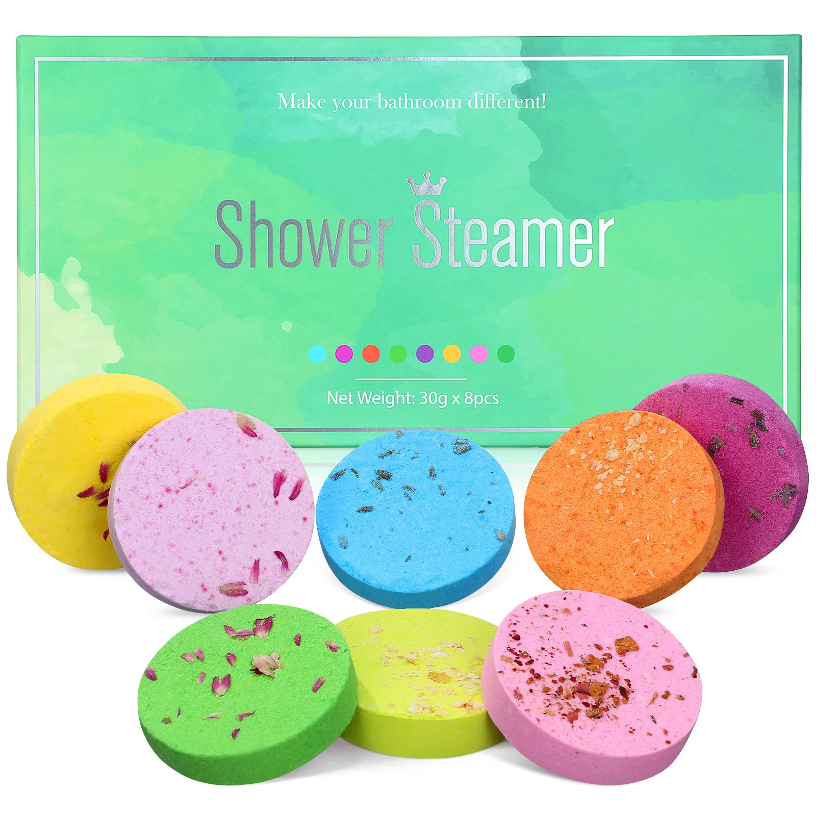 

8Pcs Aromatherapy Bath Salt Tablets Natural Shower Aroma Tablets Exfoliating Oil Control Home Bath