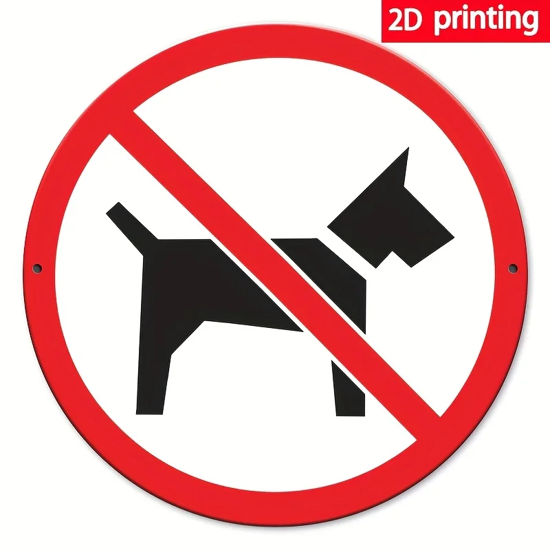 2D Flat - [2D Flat] 1 No Dogs Allowed Metal Sign - 2D Flat Printed Iron Hanging Sign 20X20 Cm (7.87X7.87 Inches) Red And White C