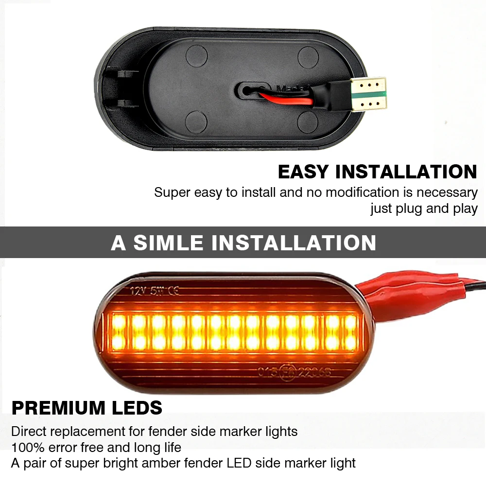 2PCS Led Dynamic Side Marker Turn Signal Light Sequential Blinker Light For VW Golf 3 4 MK3 MK4 Passat 3BG Polo 6N 9N Bora Vento