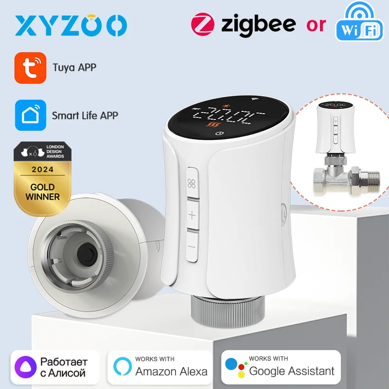 WiFi/Zigbee Radiator Thermostatic Valve Smart Tuya TRV Actuator Programmable Heating Temperature Controller Alexa Google Home