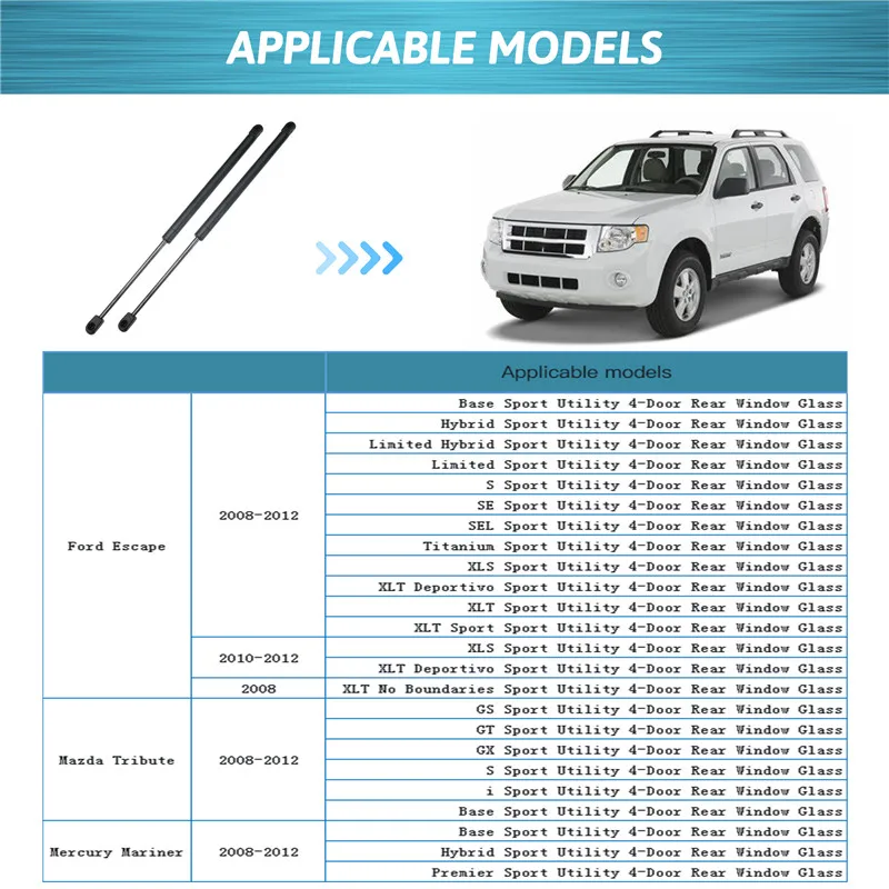 2Pcs/set Car Rear Window Glass Support Rod For Ford Escape 2008 2009 2010 2011 2012 Gas Spring Lift Struts Shock Absorber Lifter