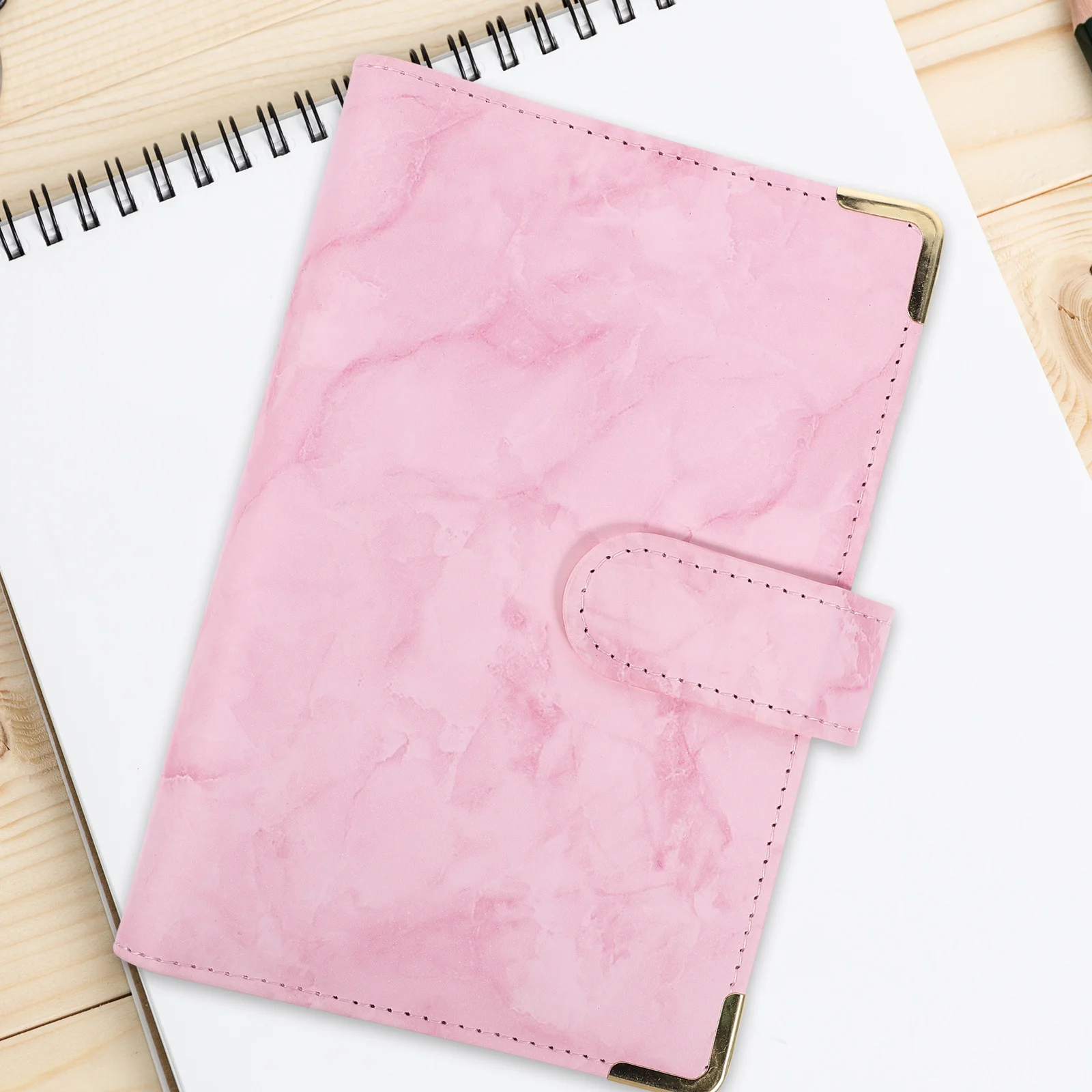 تخصيص A6 غطاء الموثق 6-حلقة مخطط الميزانية قذيفة للمدرسة مجلة المفكرة واقية سجل القصاصات الميزانية الموثق #6