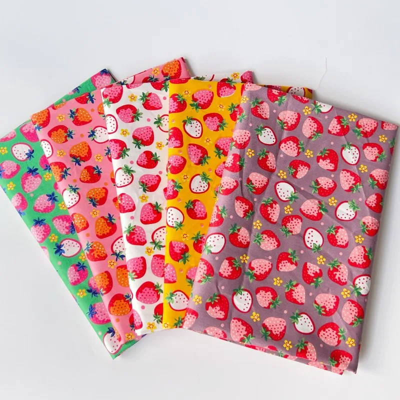 160x50cm Pure Cotton Fabric with Strawberry Print, Perfect for DIY Crafts and Home Decor Fabric