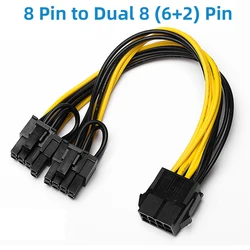 8 Pin PCI Express to Dual PCIE 8 (6+2) Pin Power Cable 20cm Motherboard Graphics Card PCI-E GPU Power Data Cable Splitter