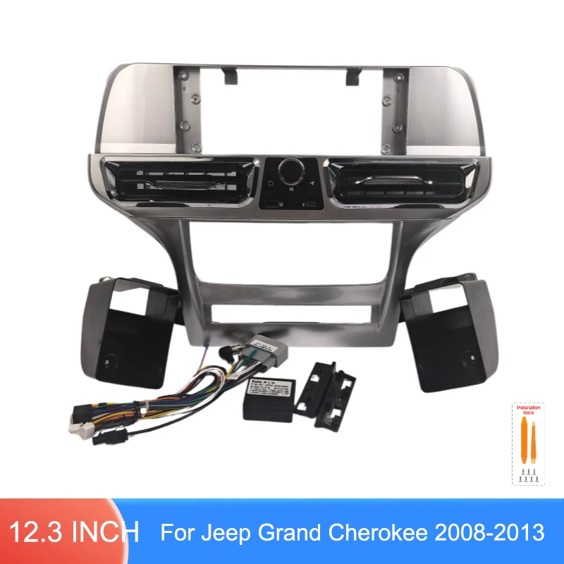 12.3 Inch Car Radio Fascia Frame For Jeep Grand Cherokee 2008-2013 Dashboard Panel With Wiring Harness CANBUS