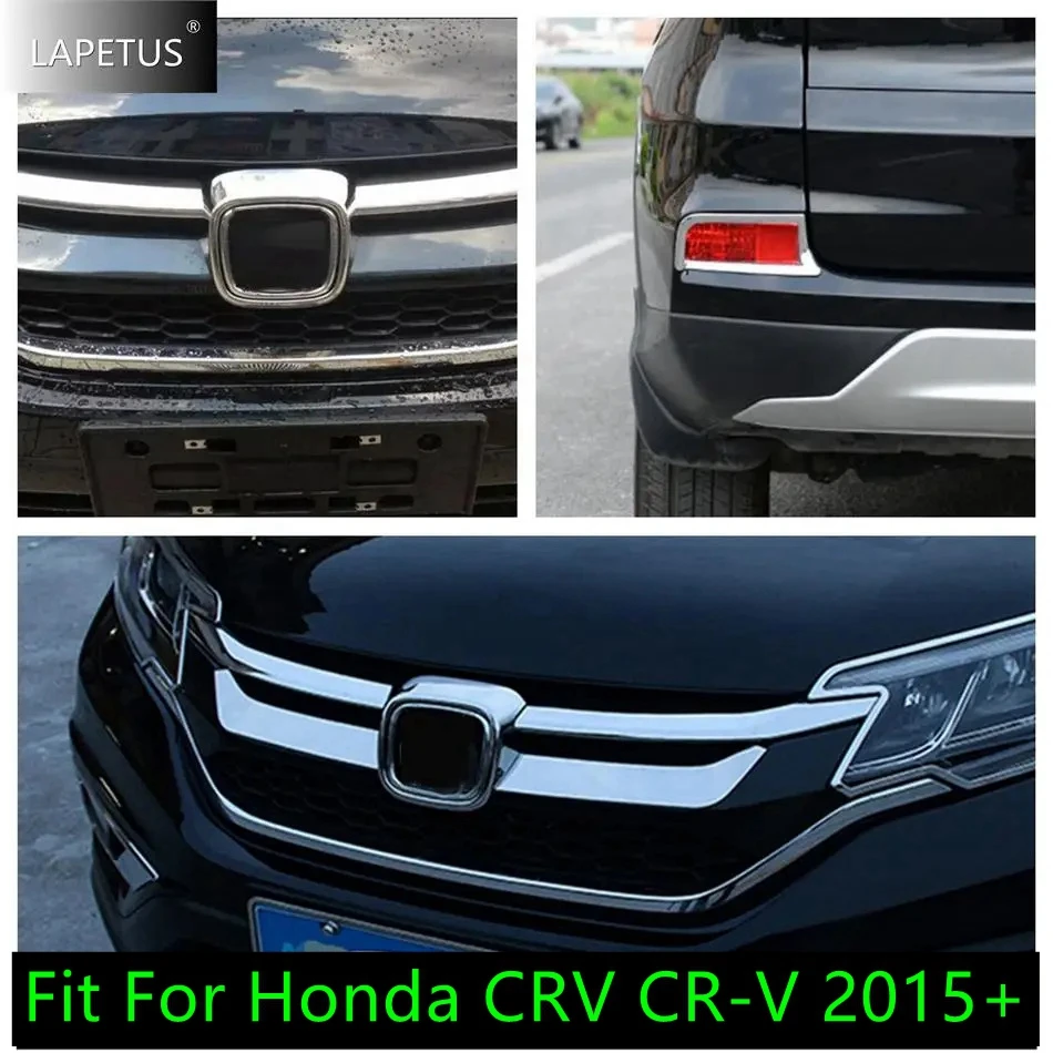 

CRV CR-V 2015 2016 Front Head Middle Grille Grill Emblem / Rear Fog Lamps Lights Cover Trim Fit For Honda Car Chrome Accessories