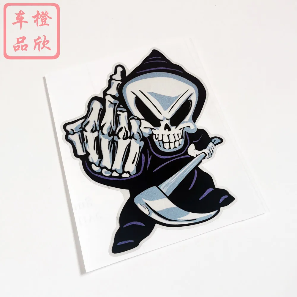 Car Stickers Ghost Skulls Reaper Scythe Bleach Devil Middle-finger Death Reflective For Trunk Bumper Windshield Motorcycle D2