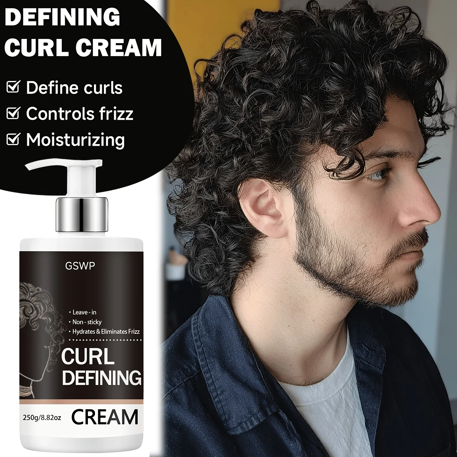 GSWP Men's Curl Moisturizing Cream, Provides Long-Lasting Curl Effects, Deep Moisturizing, Long-Lasting Curl Control. 250/500g
