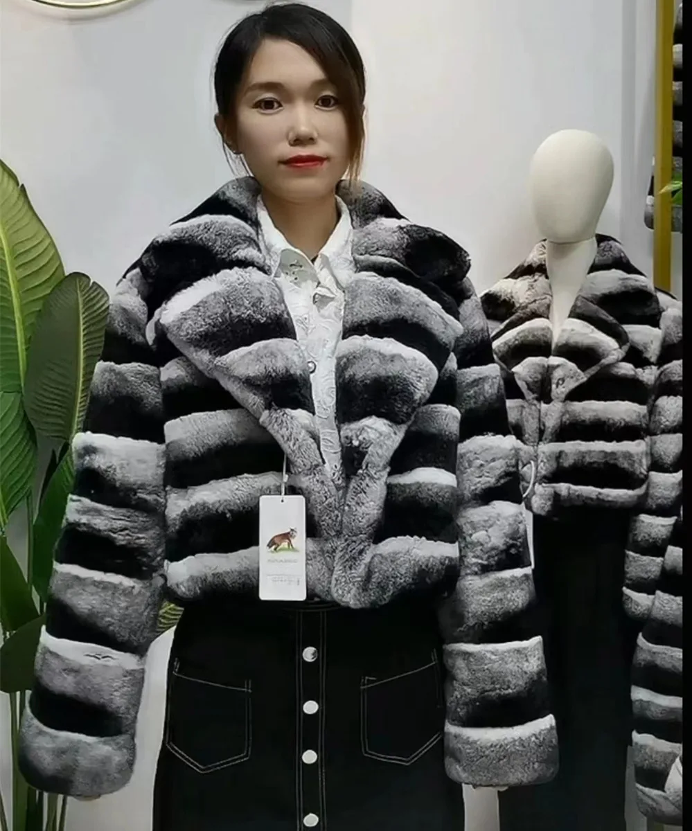 

Totoro Real Lexus Rex Rabbit fur women's ultra-short coat colour Ultra-short coat 2023 new