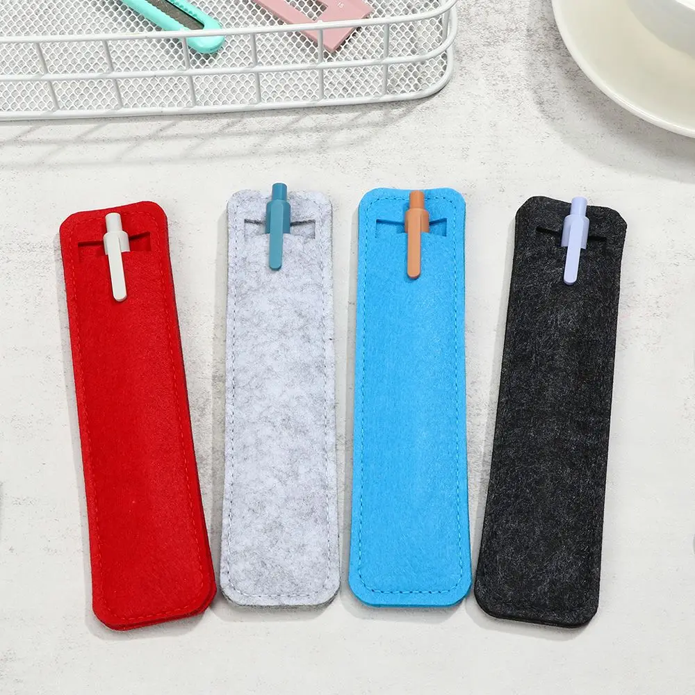 1Pc Felt Pen Pouch Holder Single Hole Roller Ballpoint Fountain Pens Pencil Case Bags School Office Stationery High Quality