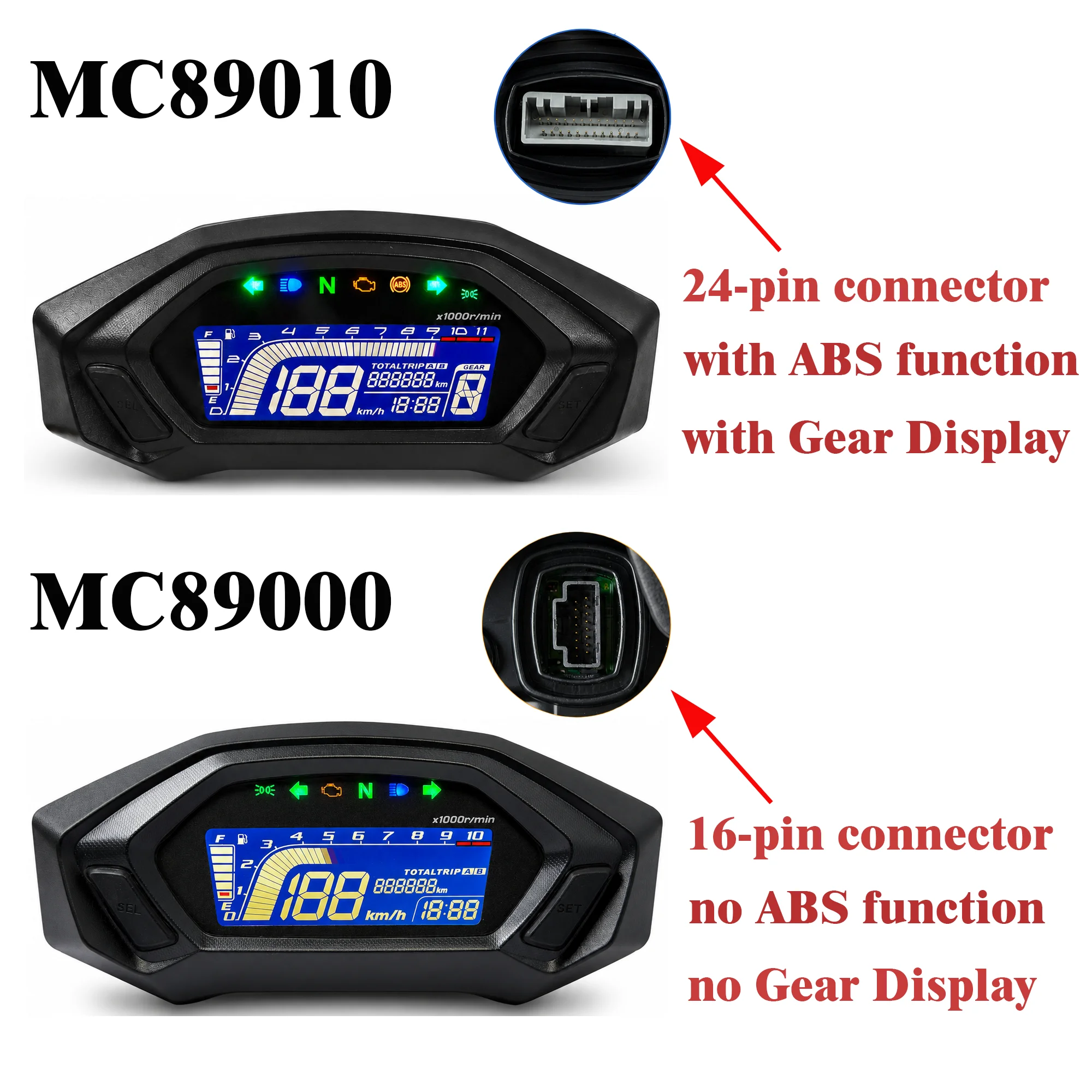 Multi-function LED Display Motorcycle Accessories Speedometer Moto Digital Dashboard Tachometer with ABS for Honda CB190R